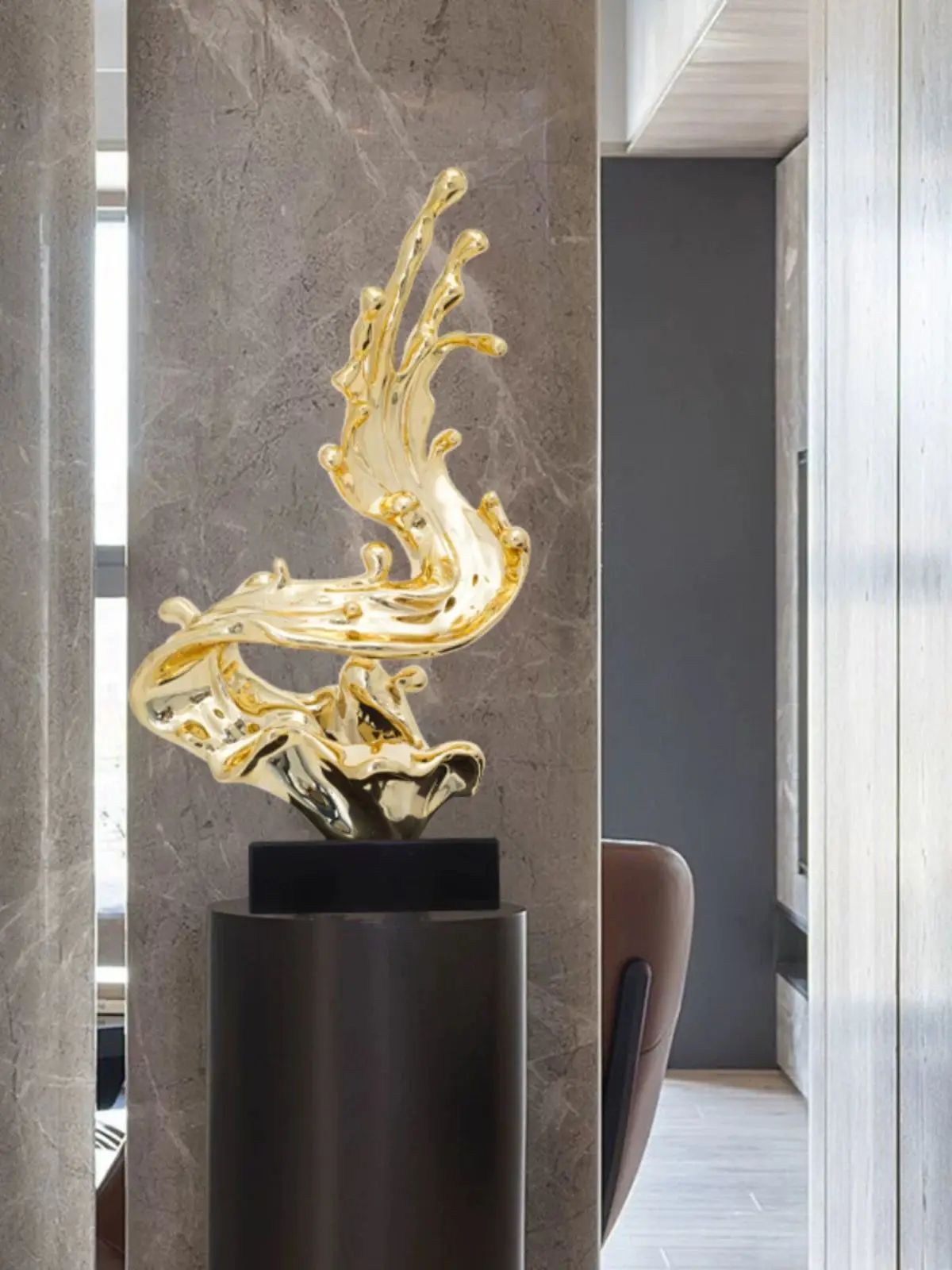 Abstract Sculpture Decorations Wealth Seeking Wave Statues Luxury Living Room Floor Decoration Hotel Lobby Decoration