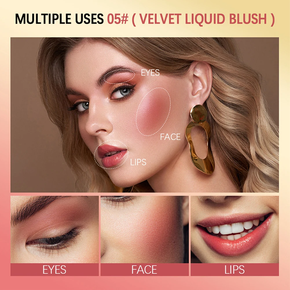 

5pcs Long Lasting Liquid Blush Cream Face Makeup Bright Color Skin-Friendly Waterproof For Party Wedding Daily Use