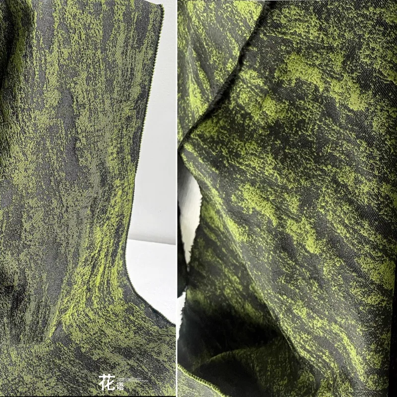 

Зеленая хлопково-льняная жаккардовая ткань для креативного китайского стиля с тиснением рубашки и юбки, дизайнерская одежда, ткань на метр, шитье своими руками