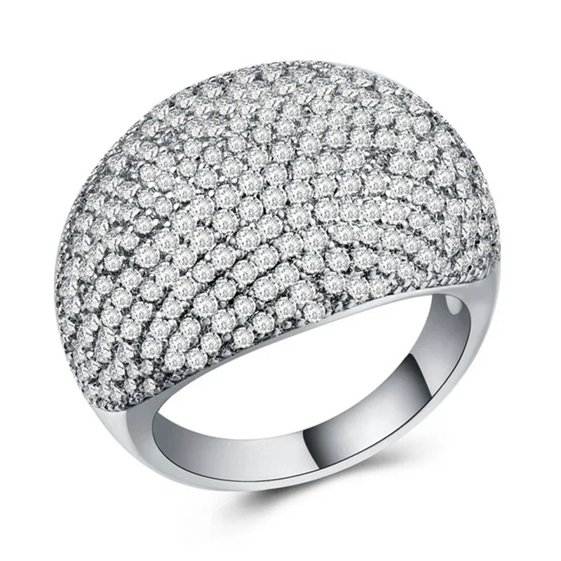 Ofertas Hip Hop Style Trendy Men Women Rings Copper Ring Iced Out Bling Pave Cubic Zirconia Geometry Ring Charms