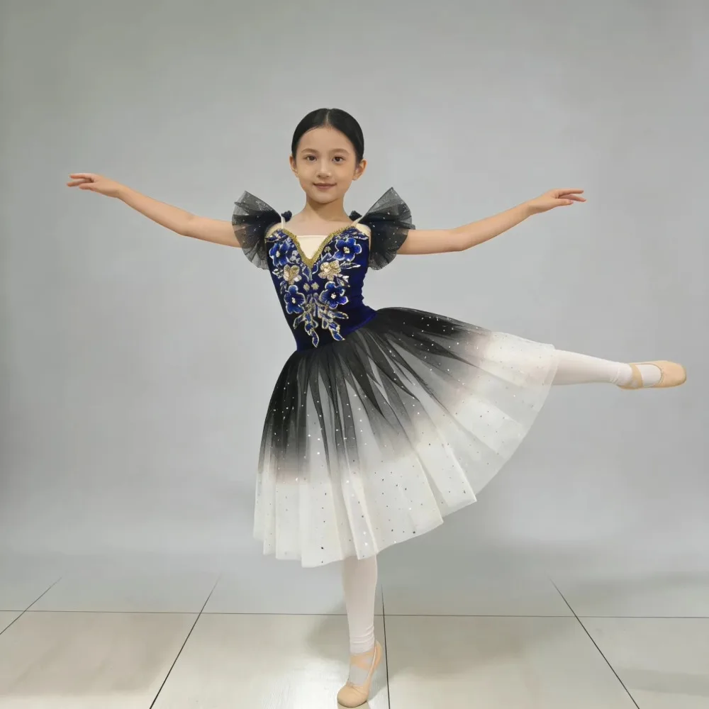 女の子用レオタードドレスバレエダンスウェアパフォーマンス子供服ステージバレエチュチュダンス衣装子供服プリンセス