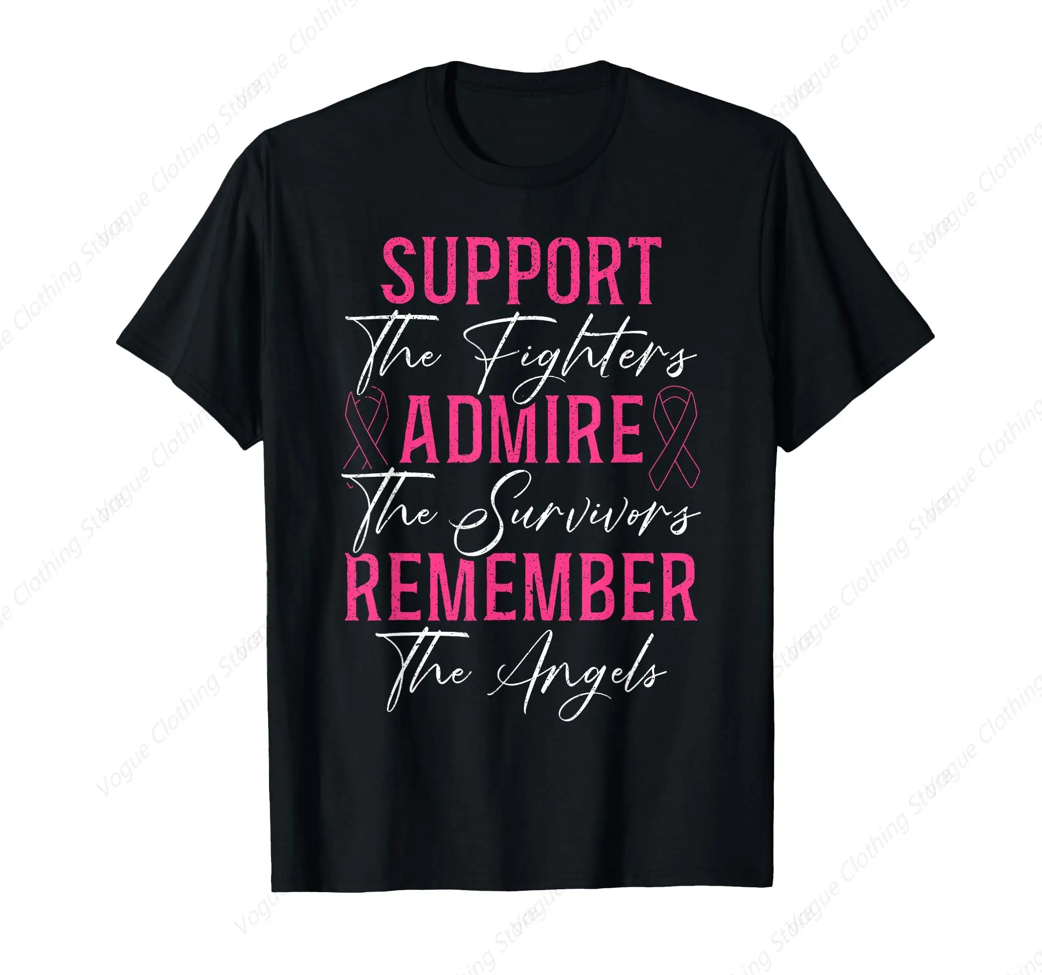 Support The Fighters Breast Cancer Awareness Month Support T-Shirt Prevailing Tee Fashion Short Sleeves Sport Leisure Soft Tops