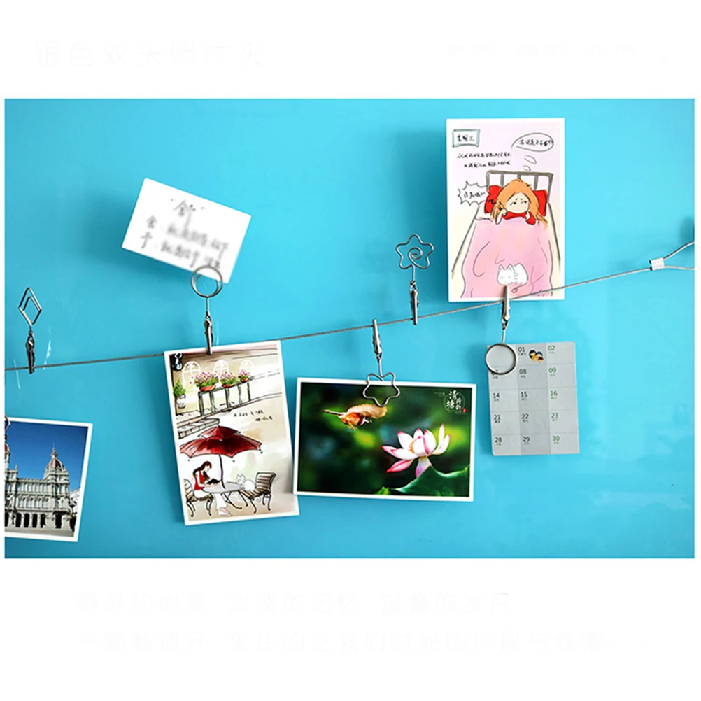 

Wall Photo Display Hanging Decor Picture Clip Steel Rope Memo Holder Crafts Room Ornament Photo Clamp Frame Gallery