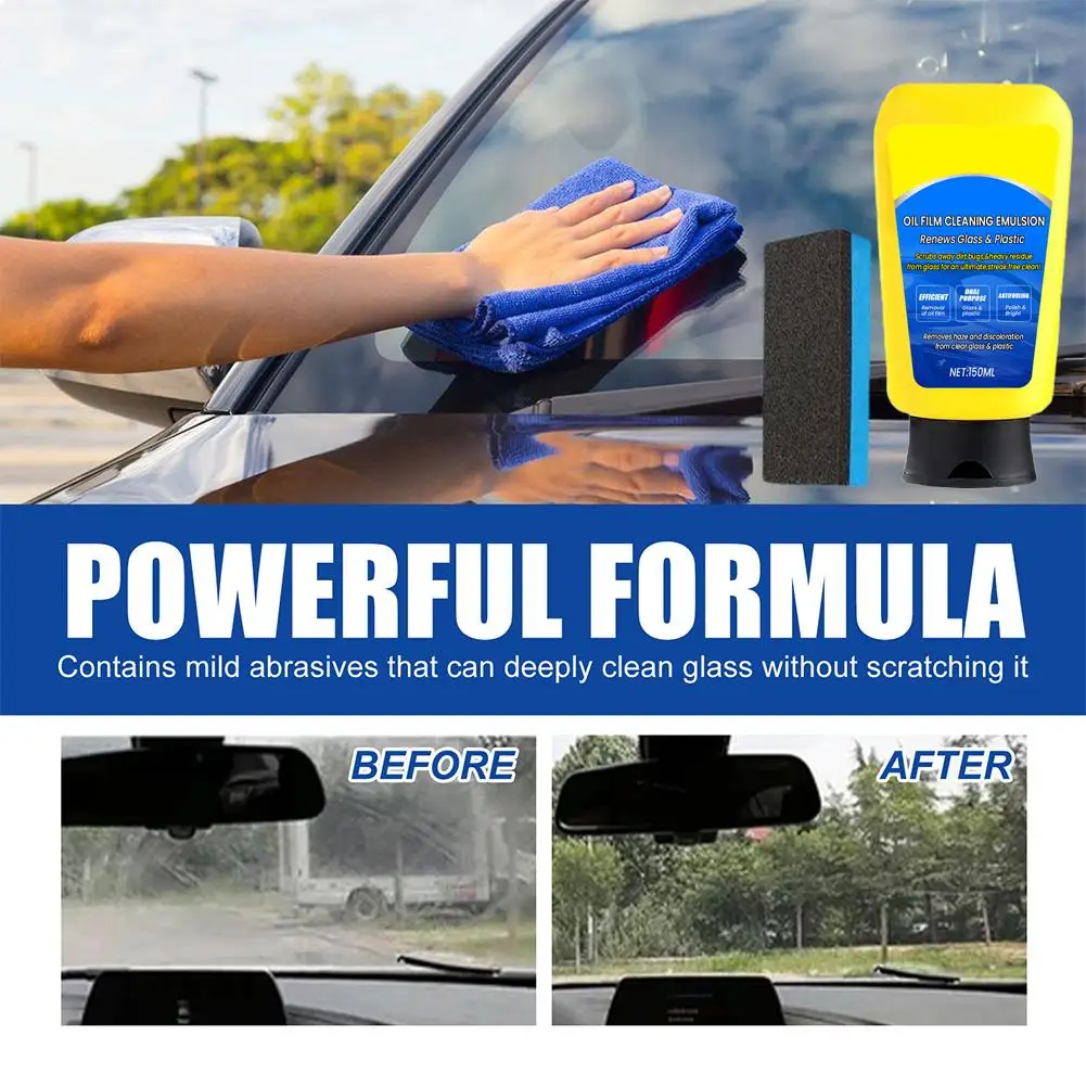 Car Glass Oil Film Remover Polishing Compound Waterproof Cleaner General Glass Cleaner Anti-fog Auto Plastic Rainproof Purp U0H6