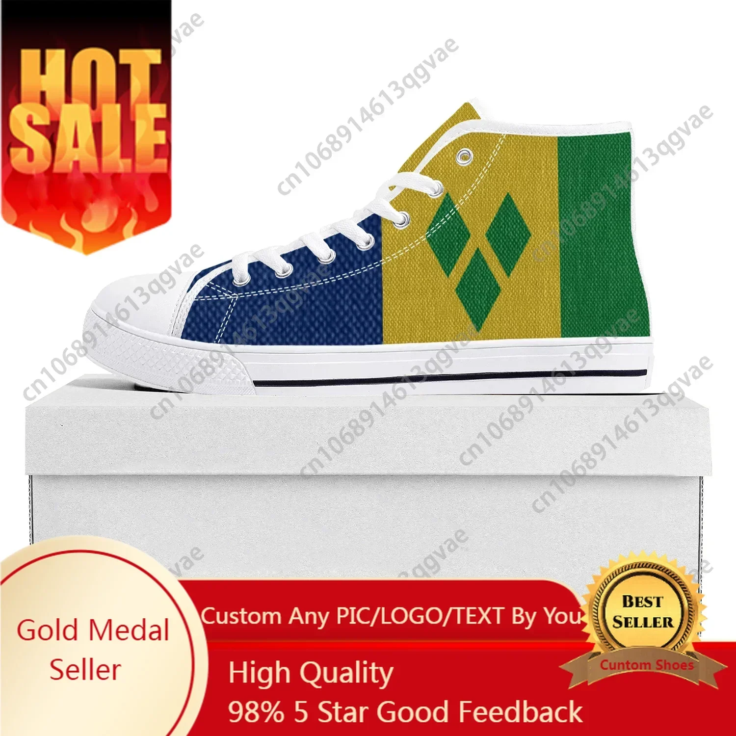 Saint Vincent and the Grenadines Flag High Top High Quality Sneakers Mens Womens Teenager Canvas Sneaker Couple Shoe Custom Shoe