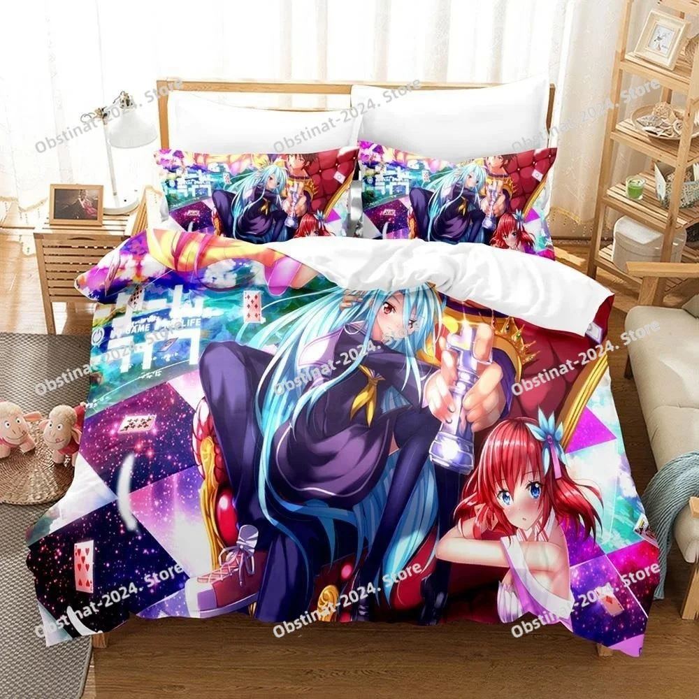 

New 3D Printing Kawaii Girls Bedding No Game No Life Bedding Set Cartoon Anime three-piece Set Adult Kid Bedroom Duvetcover Sets