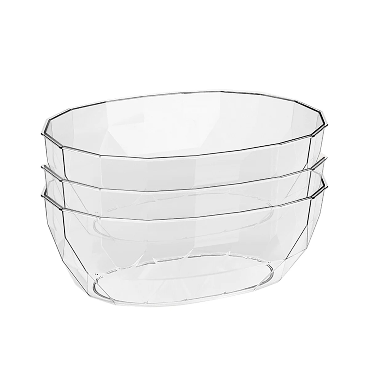 Set of 3 Plastic Serving Bowls, Clear Mixing Bowls Plastic Bowls for Salad, Party Snack, Popcorn, Chip and Dip