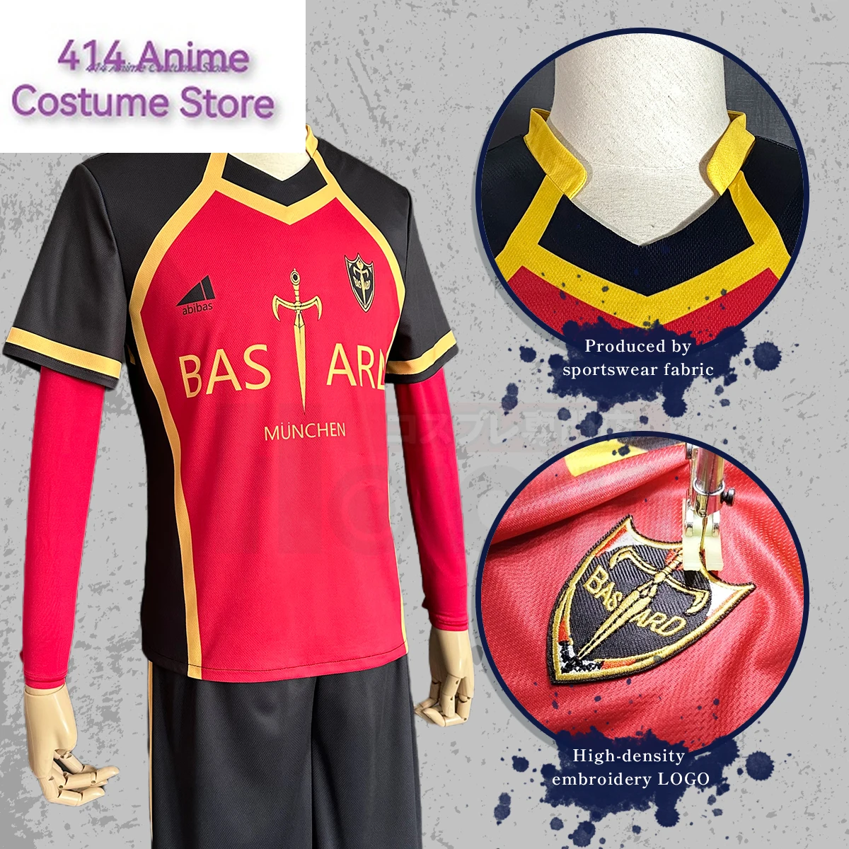 Blue Lock Anime Kaiser Ness Isagi  Kurona Hiori Cosplay Costume Wig Jersey Bastard Munchen Embroidery Football Uniform