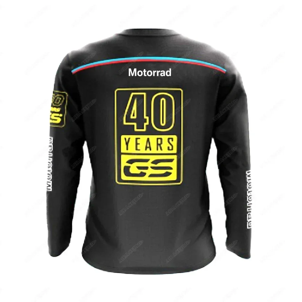 Motorsport Racing For BMW Motorrad R1250 R1200 F750 Long T-Shirt 40 YEARS GS New Motorcycle ADVENTURE Black Yellow Summer Jersey