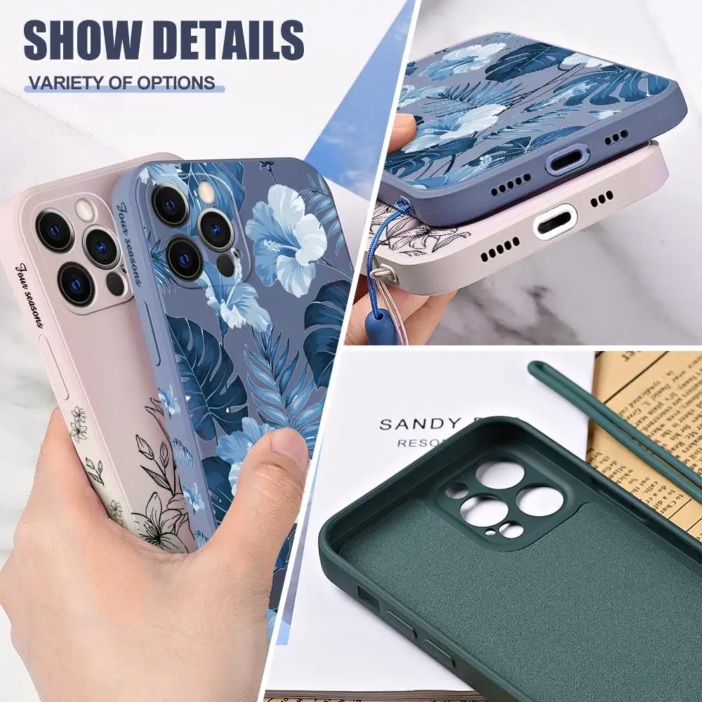 Retro Flowers Case For Samsung Galaxy S23 S24 S22 S21 Ultra Plus S 23 22 s21 Ultra s23 S21 S20 FE 5G Silicone Cover with Lanyard