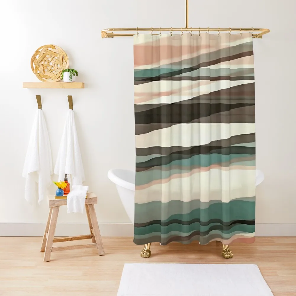 

Semi Transparent Layers In Peach Brown And Green Shower Curtain Window Bathroom Fabric For Bathroom Shower Curtain