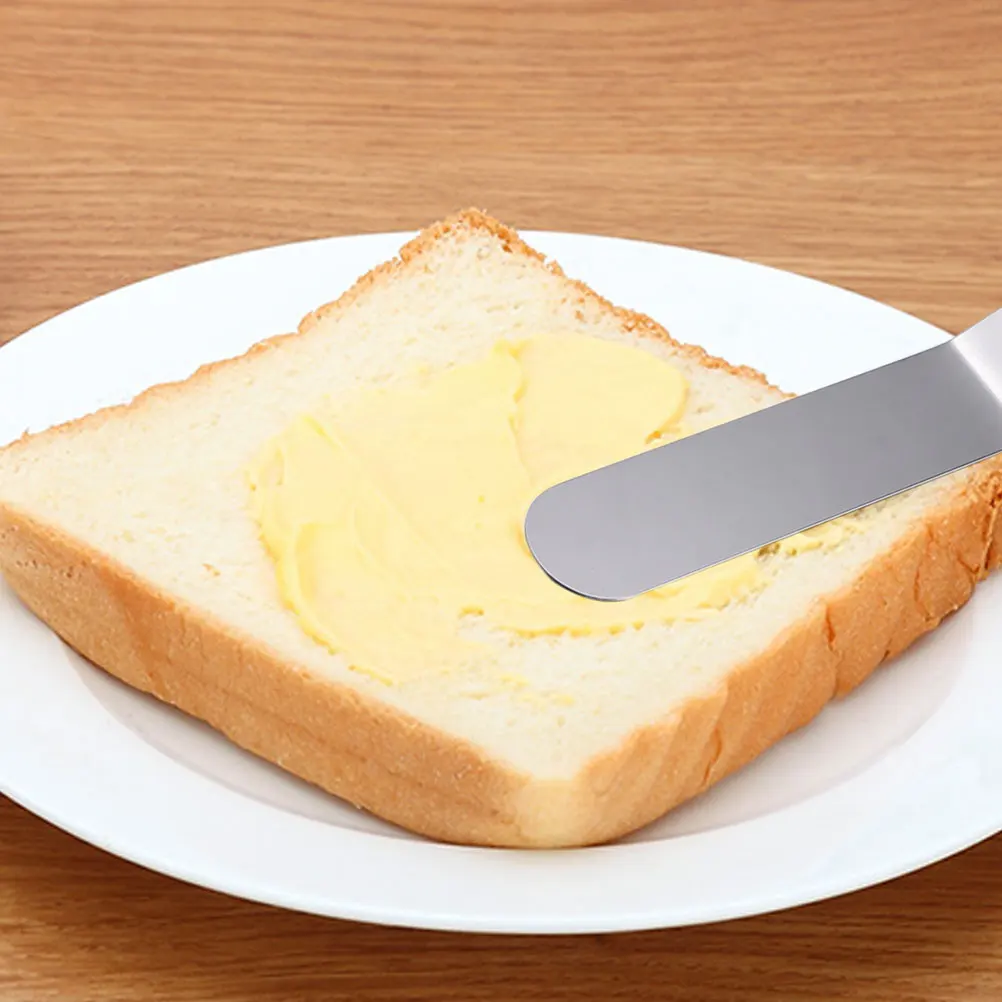 

2Pcs Stainless Steel Wood H Butter Spatula 6 Inch Baking Tool Cake Scraper Smoother Cream Icing Kitchen Utensil