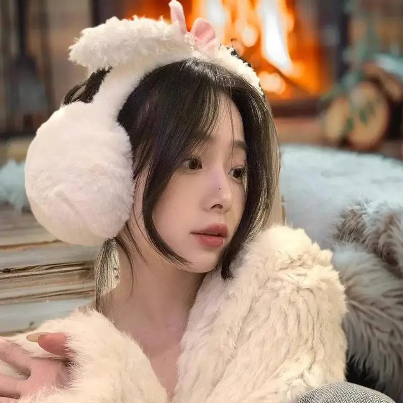 

Уютные наушники с плюшевым бантом для езды на велосипеде на открытом воздухе; Идеальный подарок для милых девочек на зиму погоду