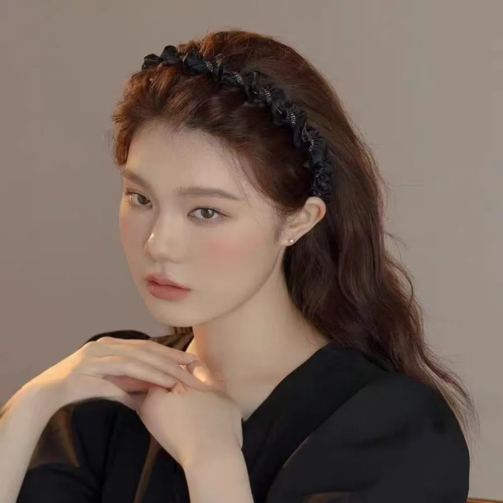 

Durable Elegant Rhinestone Hairband Black with Tooth Hairbands U Shape Non-slip Hair Hoop for Women Girls