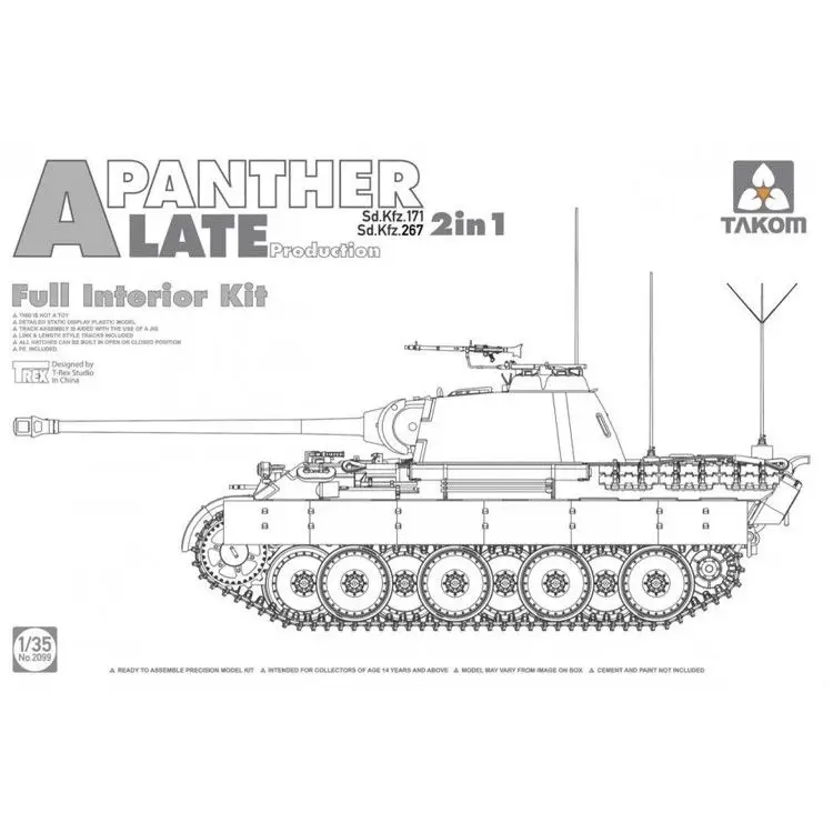 TAKOM 1/35 2099 Panther Ausf.A (SdKfz.171) Late Production [Full Interior Kit]