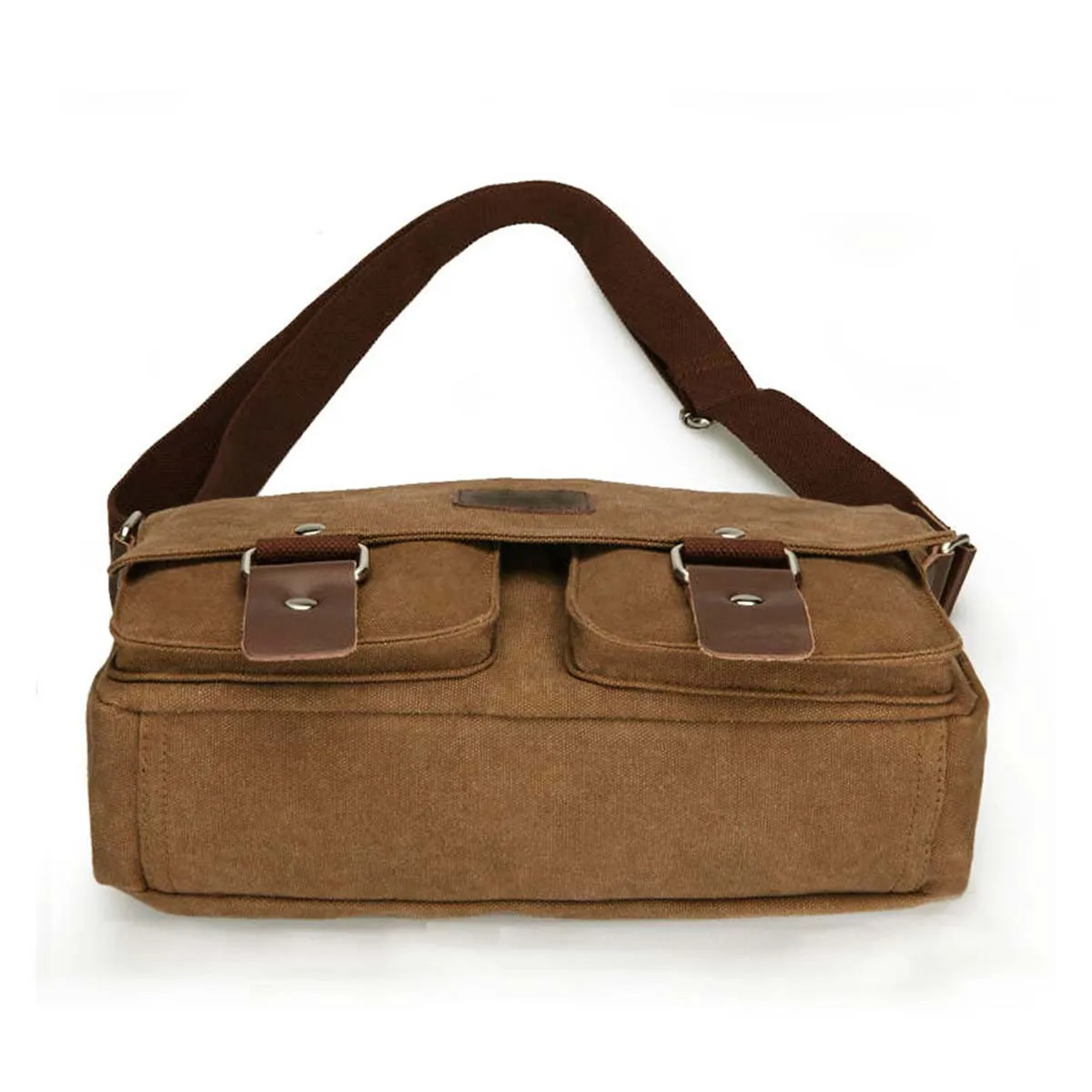 

Vintage Canvas Shoulder For Men Adjustable Crossbody Messenger Bag With Zip Pockets Durable Cotton Lining Coffee Laptop Bag