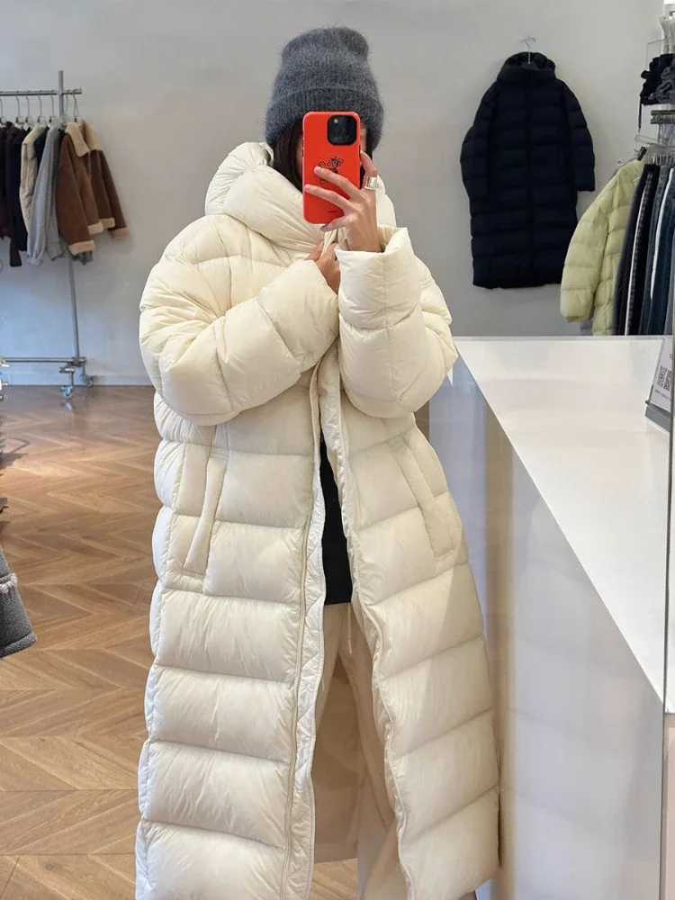 Thickened Goose Down Jacket Winter Cold-Resistant Large Quilt Women's Long Puff Warm Parker Loose Super Thick Downs Coat Female