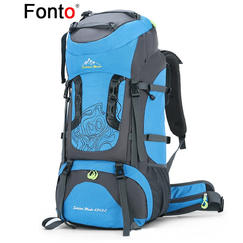 Fonto 70 Outdoor Camping Backpack Men Women Traveling Climbing Bags Nylon Waterproof Hiking Rucksack Backpack