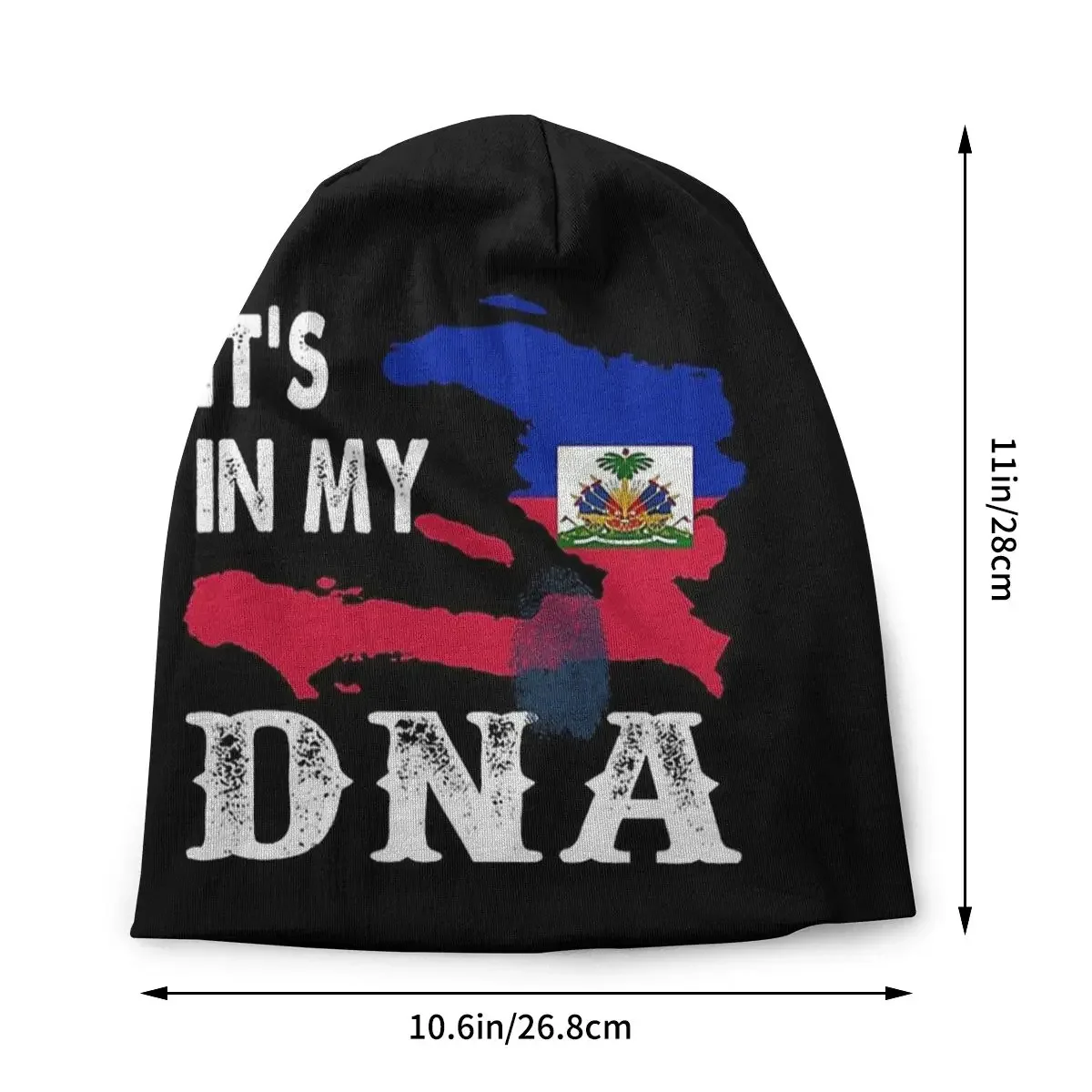 Bonnet Hats It Is In My DNA Men Women's Knitting Hat Haiti Haitian Flag Pride Winter Warm Cap Beanies Thermal Elastic Caps