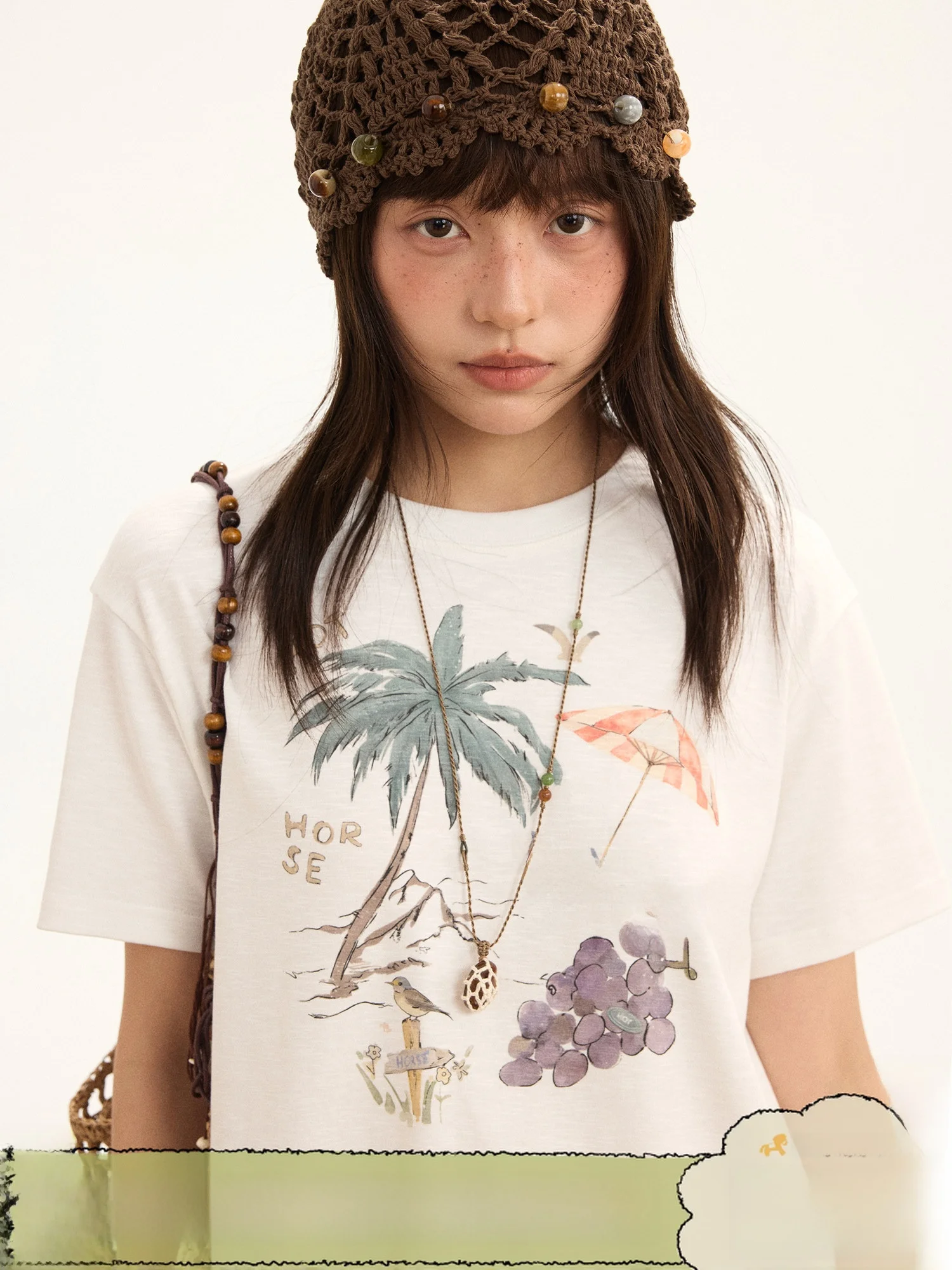 

ХИТ продаж: Женская футболка с коротким рукавом и круглым вырезом, свободного кроя, из бамбукового хлопка, с вулканическим принтом, в винтажном стиле, для летнего отдыха на острове