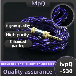 ivipQ-530 8-rdzeniowy srebrny palad + płynny azot 7NOCC kabel do aktualizacji słuchawek, z 0.78 2PIN/MMCX, odpowiedni dla 7HZ CCA   hd 650  balanced earphones 4.4  iem cable ear hooks  headphone cable 1.5m diy