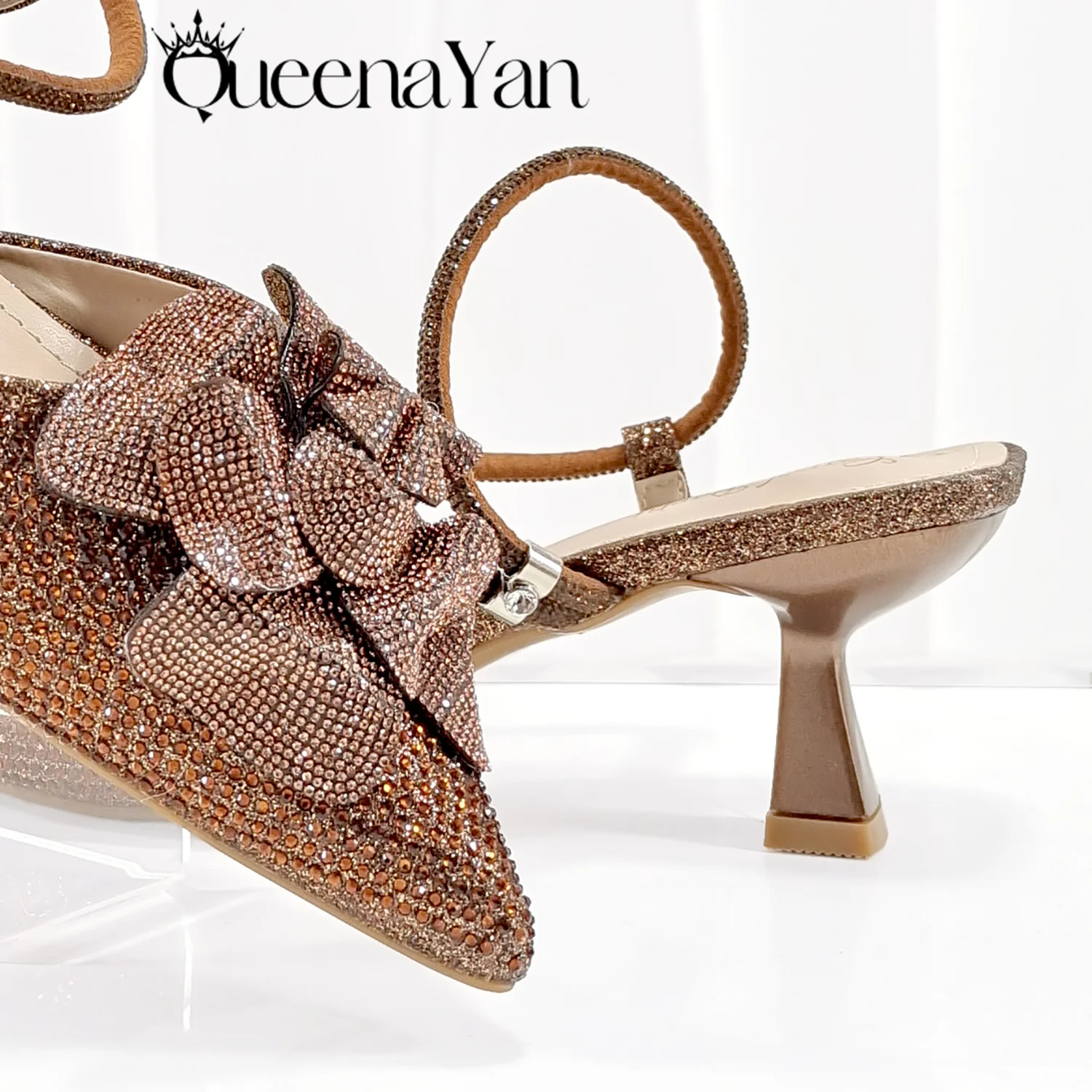 2025 Large Flower Design Shoes & bag Nigerian Coffee Color Women\'s Stiletto Shoes For Special Good Time INS Style