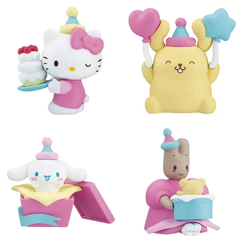 

Bandai Genuine 4Pcs Gashapon Hello Kitty Sanrio Anime Figure Toys For Kids Gift Collectible Model Ornaments