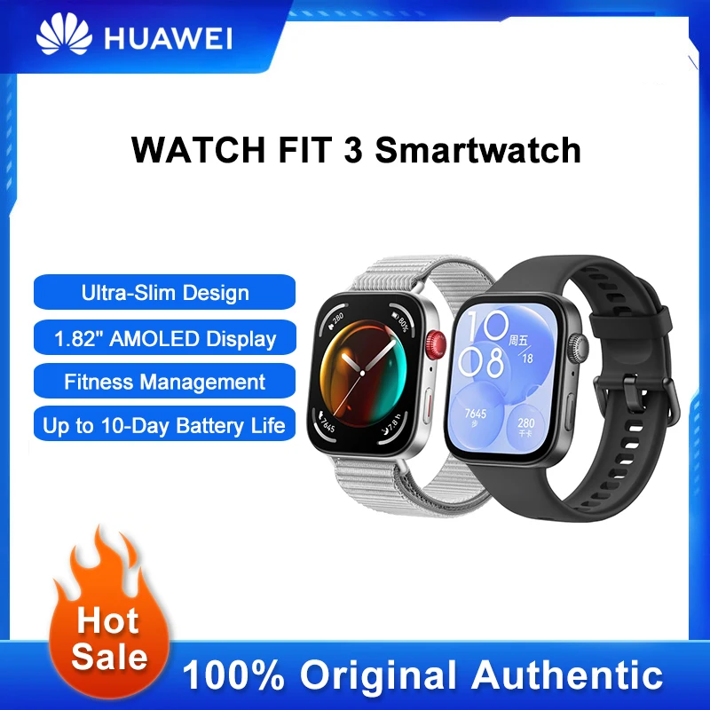 

HUAWEI WATCH FIT 3 Smartwatch 1.82" Bluetooth Call Men Woman All-Round Fitness Management Sports Bracelet 10-Day Battery Life