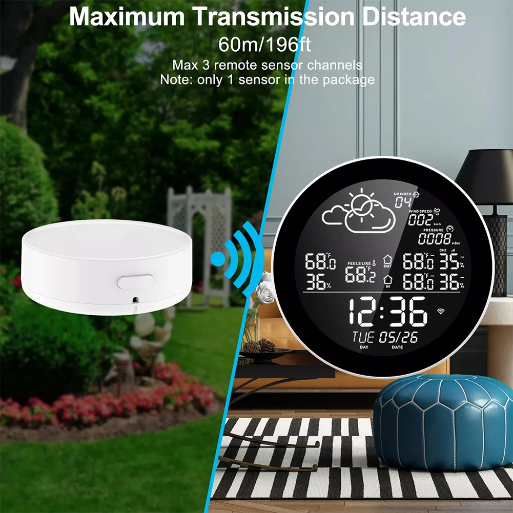 Tuya Wifi Smart Weather Station Indoor/Outdoor Digital Thermometer Hygrometer Weather Forecast Sensor Temperature Humidity Meter