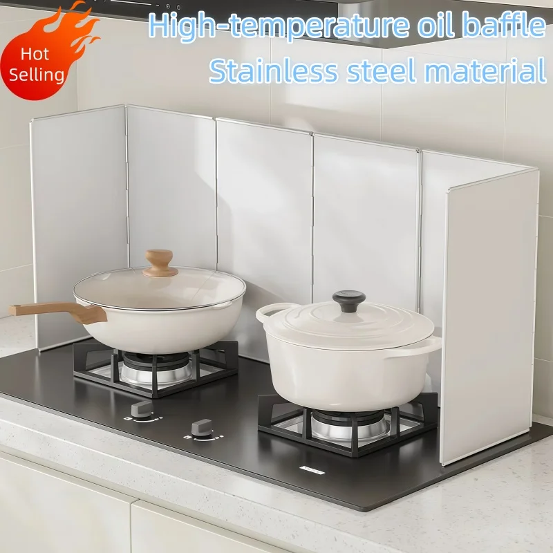 Foldable 304 Stainless Steel Splatter Guard Oil Splash Guard & Windshield for Kitchen Stove Outdoor BBQ Camping