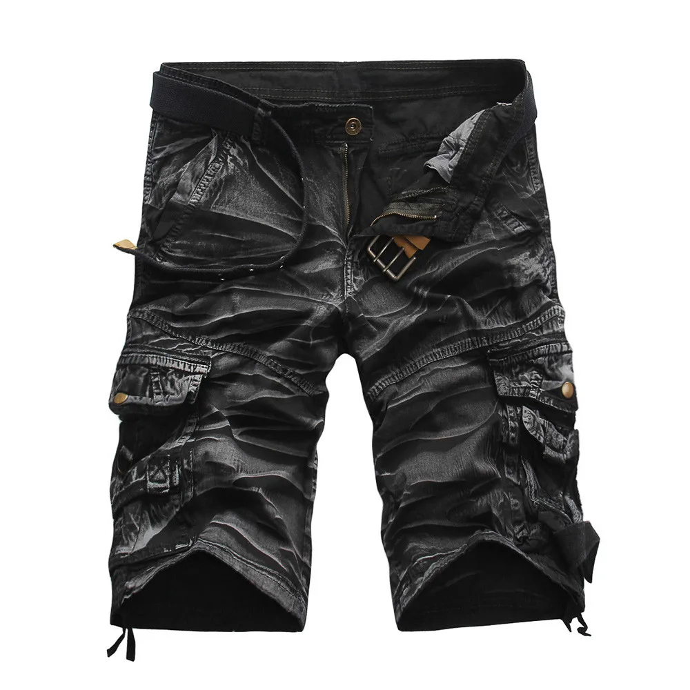 Summer Cargo Shorts Men Cool Camouflage Cotton Casual Mens Short Pants Brand Clothing Comfortable Camo Men Belt Cargo Shorts