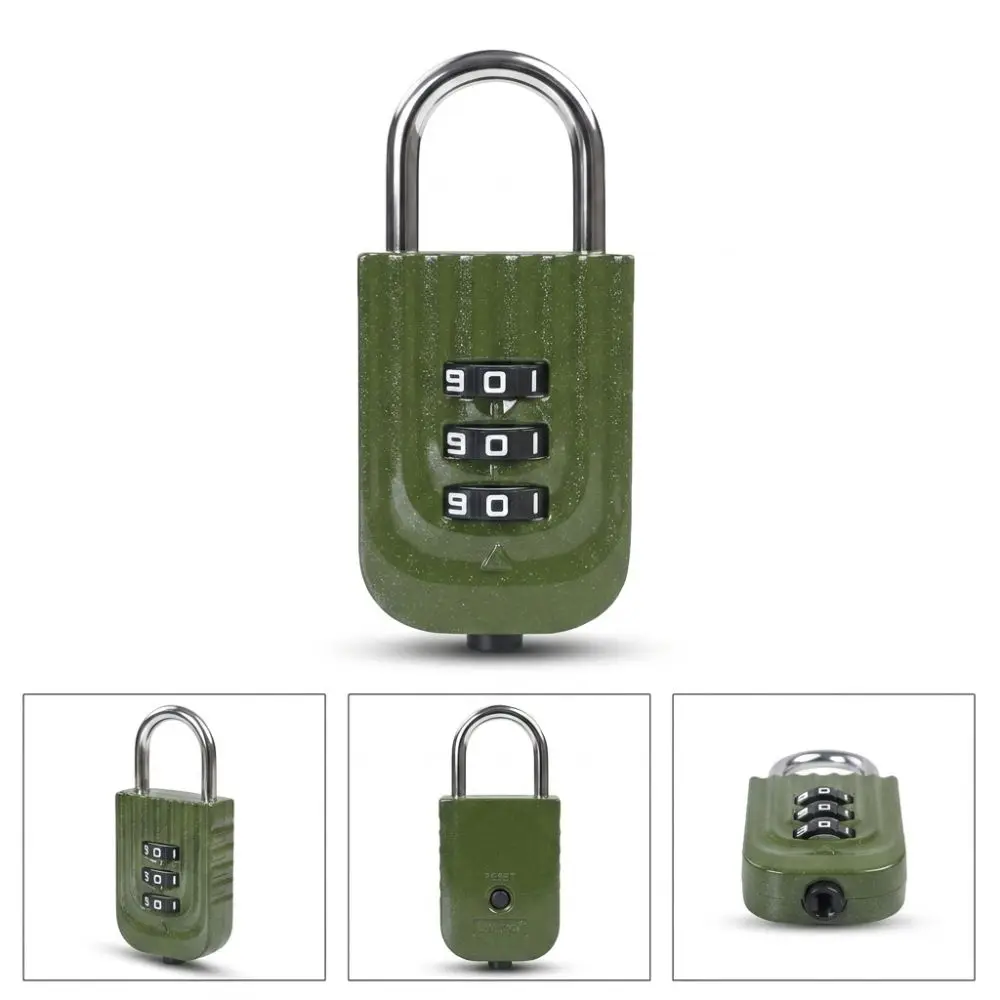 Zinc Alloy Body Resettable Combination Padlock Compact Lightweight Electroplated Steel Shackle Code Lock Solid Zinc Alloy