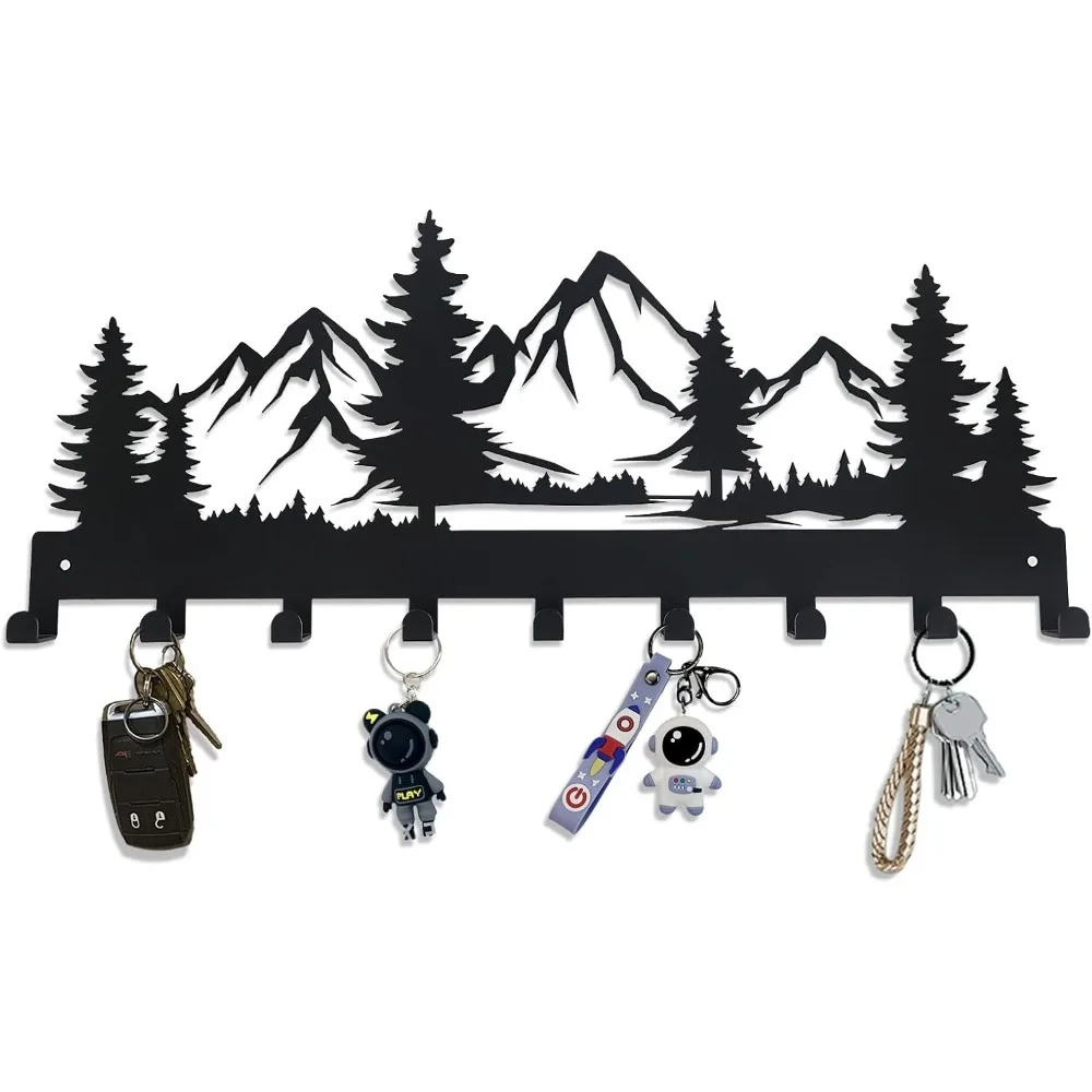 

Metal Key Holder, Wall Mounted Key Hooks, Key Holder for Wall, Key Organizer Rack with 9 Hooks, Key Hanger Decor for Kitchen, En