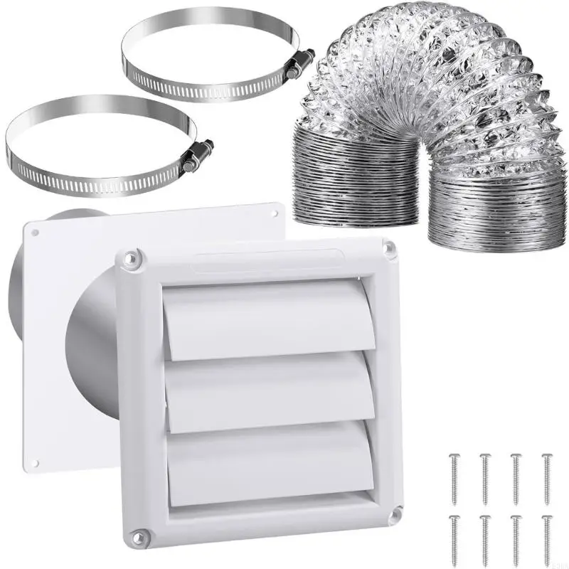 4Inch Wall Ventilation Kits with Hose/Duct Connectors/Plate Dryer Vent Hose Connectors Wall Ducting Kits Easy to Install 