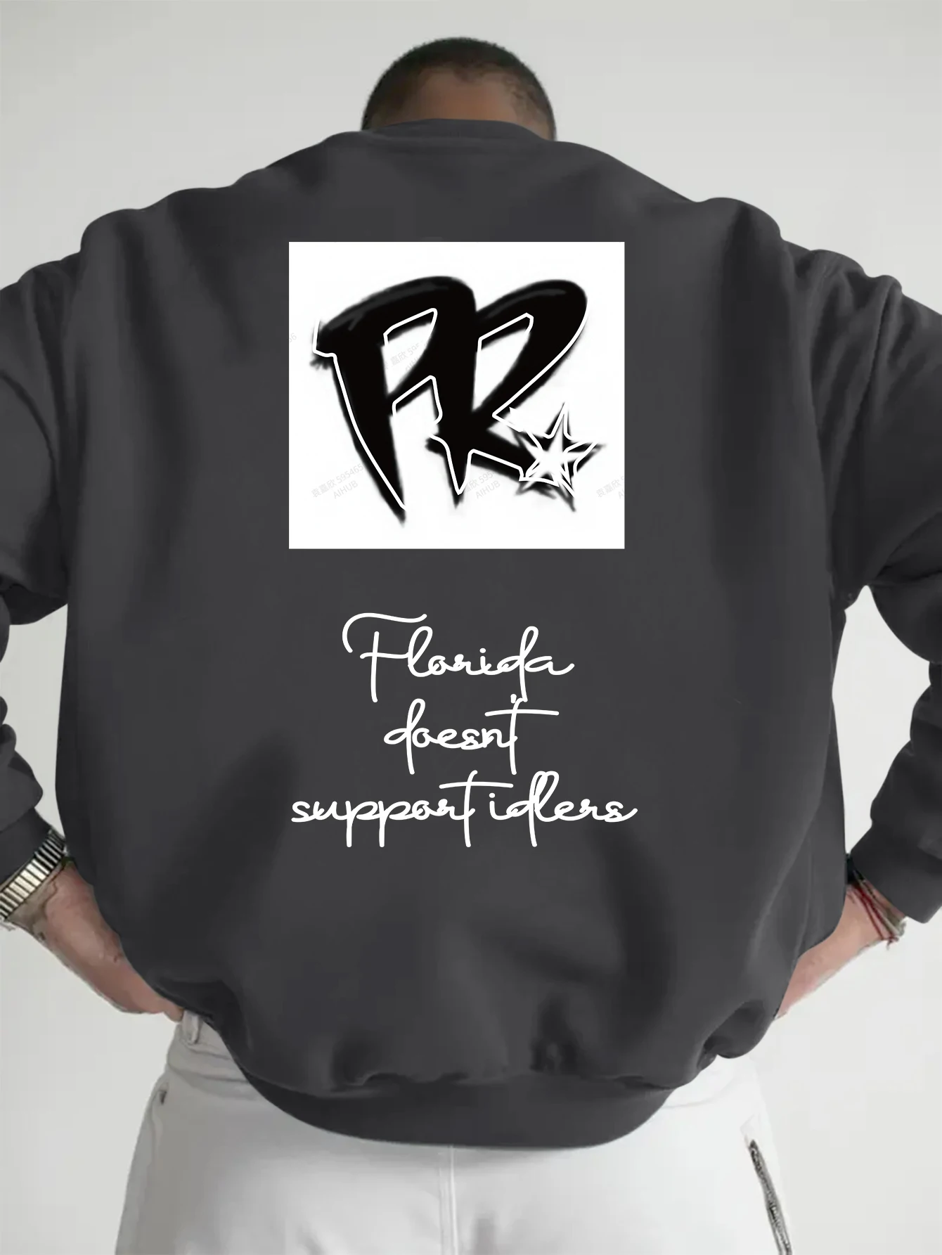 Men Oversized FR Star Letter Print Crewneck Sweatshirt Florida Doesn't Support Idlers Streetwear Hip HopLongSleevePulloverUnisex