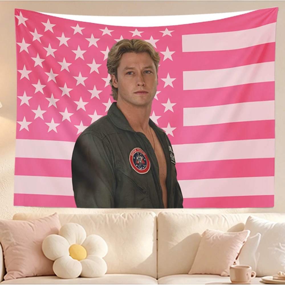 Dean  Laurentis Tapestry Wall Hanging Pink American Flag Off Campus Book Boyfriend Art Bedroom Dorm College Home Decor Fans Gi