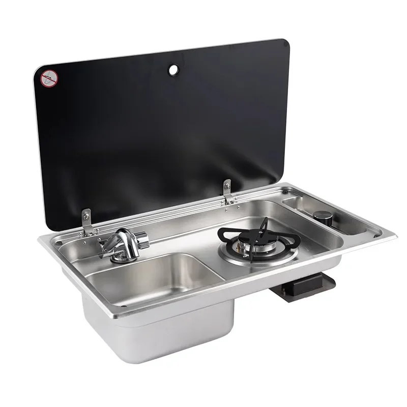 Small cooker with hot and cold faucet tempered glass cover