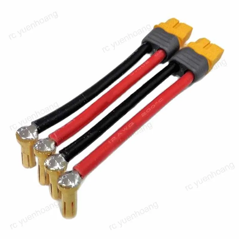 1PCS RC Battery Adapter Cable 4mm 5mm Right Angle Welded Banana Male Plug to XT60 T-plug Female Connector with 12AWG 10cm Wire