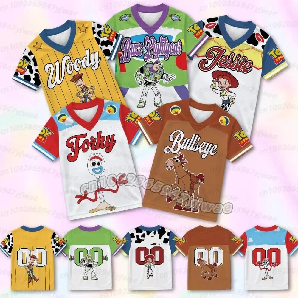 27 Hot Cartoon Graphic Printed Jersey Buzz Woody Jessie Fashion Casual Streetwear Cosplay Tee Summer T-Shirt Family Matching