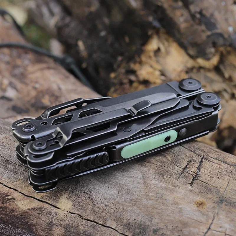 BHBT 19 in 1 Multi Tool Pliers with Damascus Blade Hoxagon Wrench Folding EDC Outdoor Camping Survival Maintenace Tools