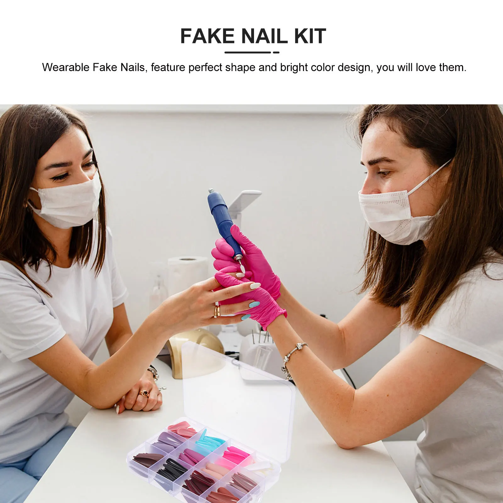 

1 Box Reusable Frosted False Nails Bright Color Detachable Fake Nails Kit for Glamorous Manicure Look False Nail Set