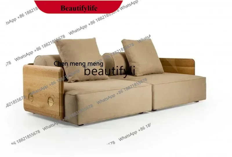 z183  Solid Wood Cloth Craft Sofa Living Room Light Luxury and Simplicity Nordic New Small Apartment Sofa for Three People