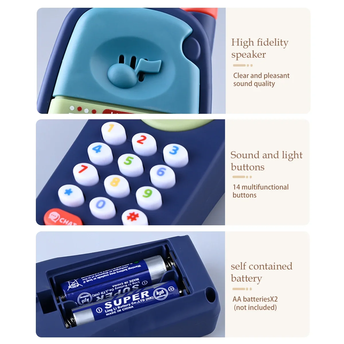 Play Phone for Kids Fun Music Simulation Phone Lighting Learning Cellphone Toys 4 be Chosen