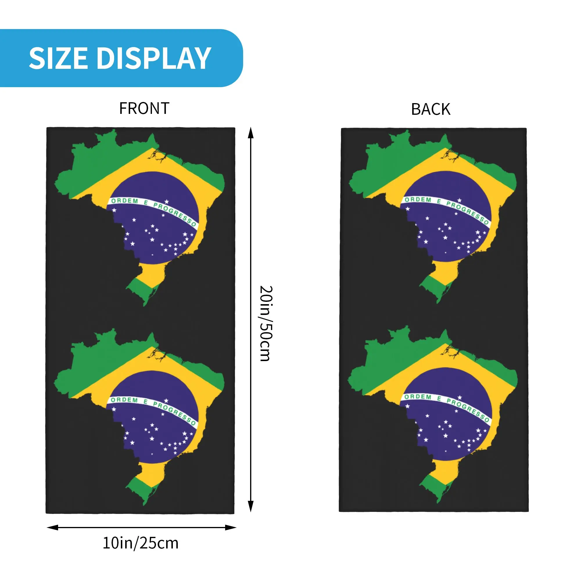 Brazilian Flag Inside Map Of Brazil Winter Headband Neck Warmer Men Women Ski Hunting Tube Scarf  Face Bandana Gaiter