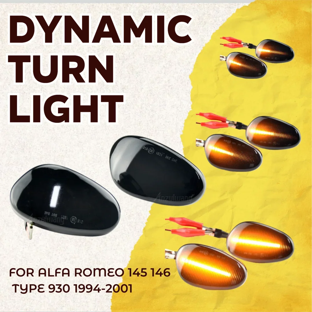 For Alfa Romeo 145 146 Type 930 Amber LED Sequential Side Marker Turn Signal Light Dynamic Blinker Indicator ABS