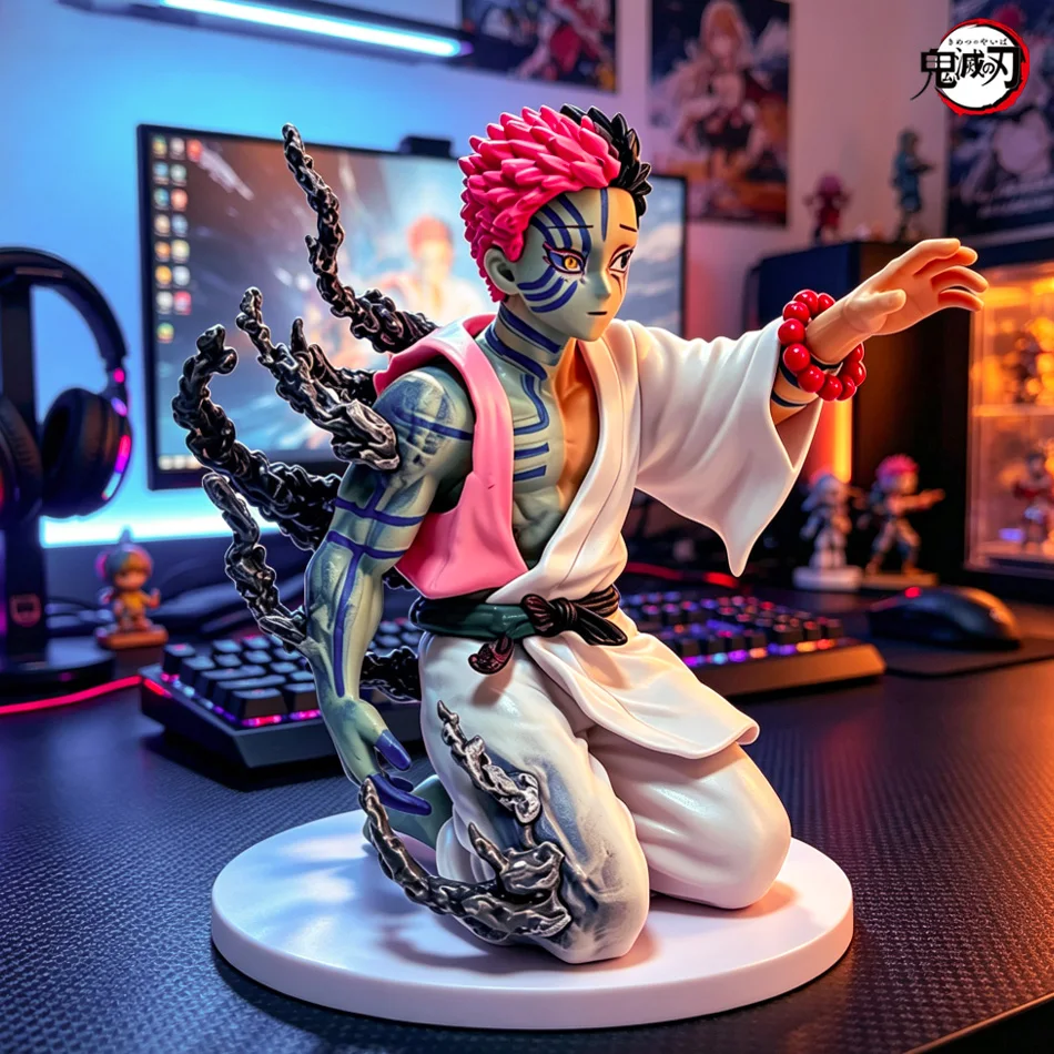15Cm Demon Slayer Kimetsu No Yaiba Twelve Kizuki Upper Moon Three Akaza Kneeling Confession Ver. Figure, Desktop Collectible