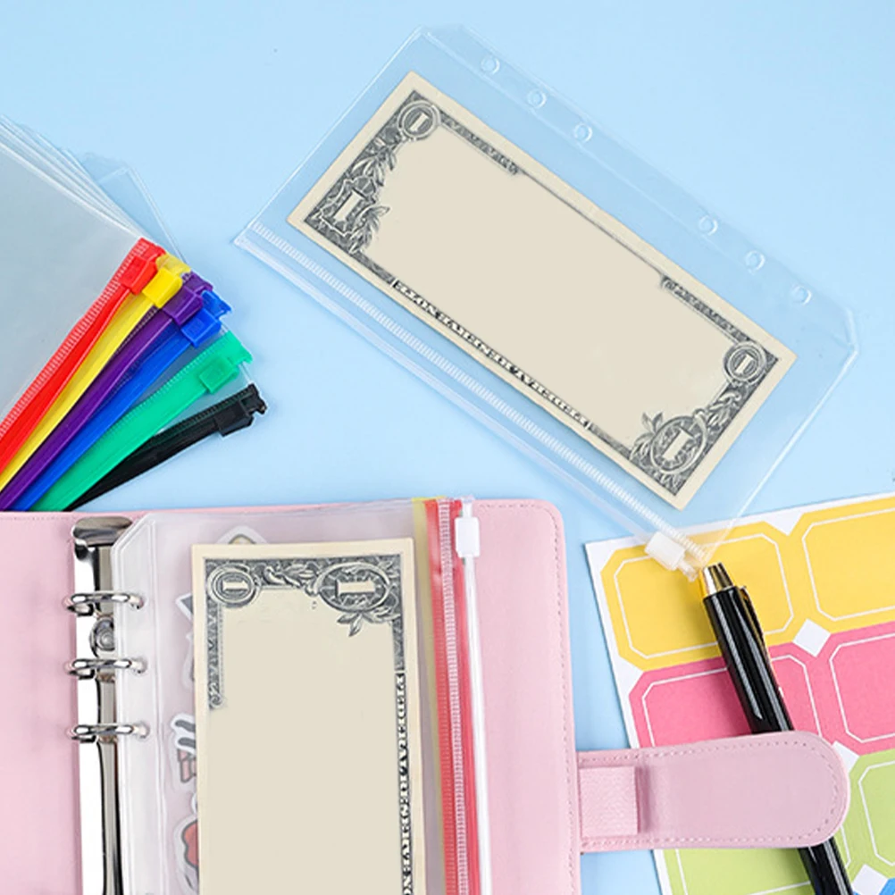 

12pcs A6 Loose Leaf Binder Zipper Bags PVC Folders Pouches Notebook Organizer Clear Storage Pencil Case Reusable Pocket
