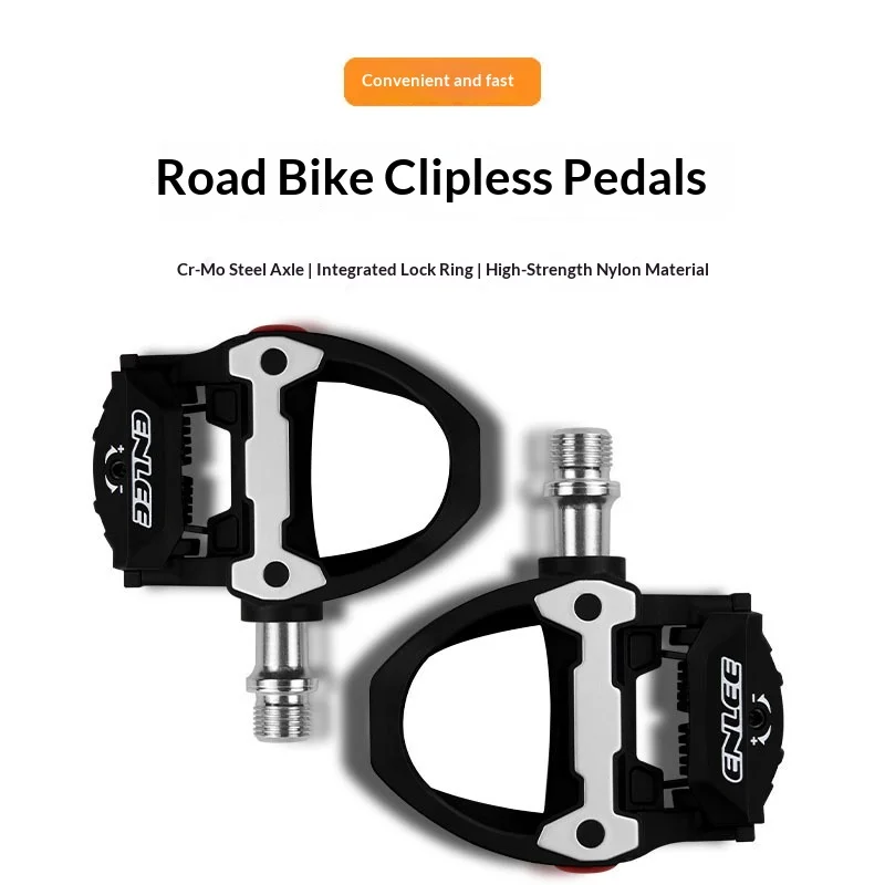 

Enlee Road Bike Clipless Pedal Nylon Self Locking Pedal With 6 Degree Spd Sl Cleats Sealed Bearing For Road Cycling Adult