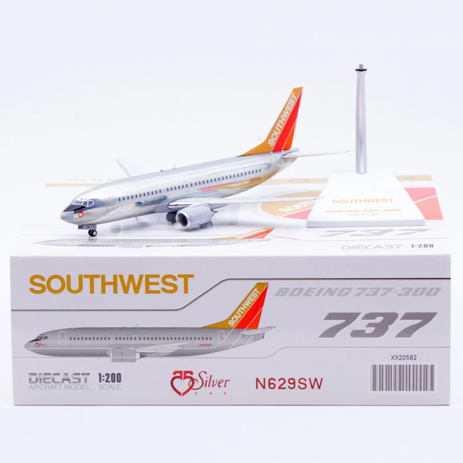 

XX20582 Alloy Collectible Plane Gift JC Wings 1:200 Southwest Airlines Boeing B737-300 [Polished] Diecast Aircraft Model N629SW