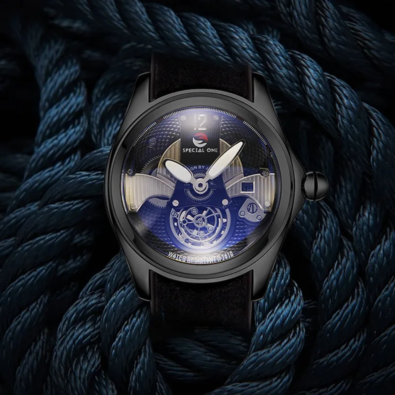 أزياء عارضة 46mm الميكانيكية الرياضية الرجال ووتش للماء حزام ناقل من الفولاذ ريترو تريند رجال الأعمال الساعات